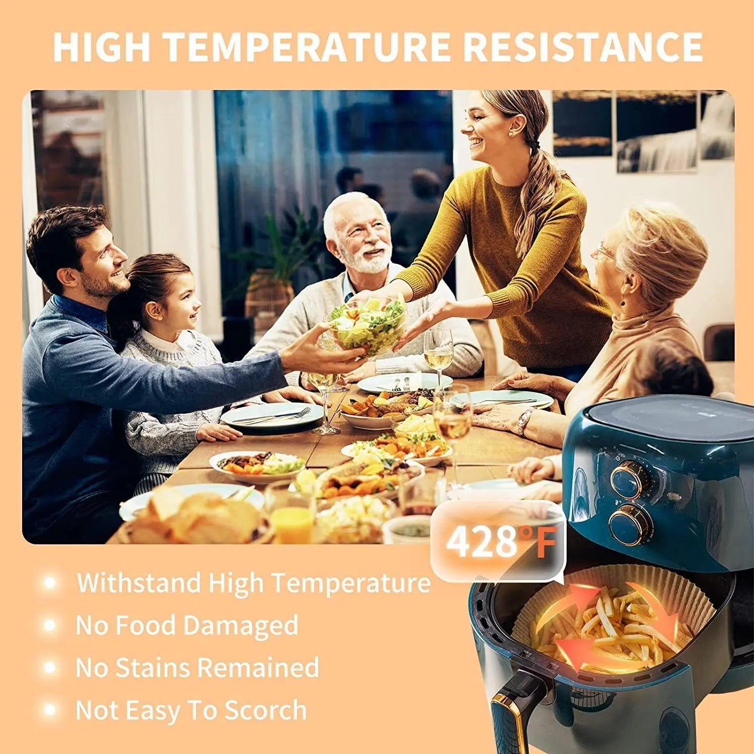 Air Fryer Disposable Paper Liner Non-stick Disposable Liners, 200PCS Air Fryer Disposable Paper Liners, 6.3In Round Air Fryer Parchment Paper - VINE GLOBAL