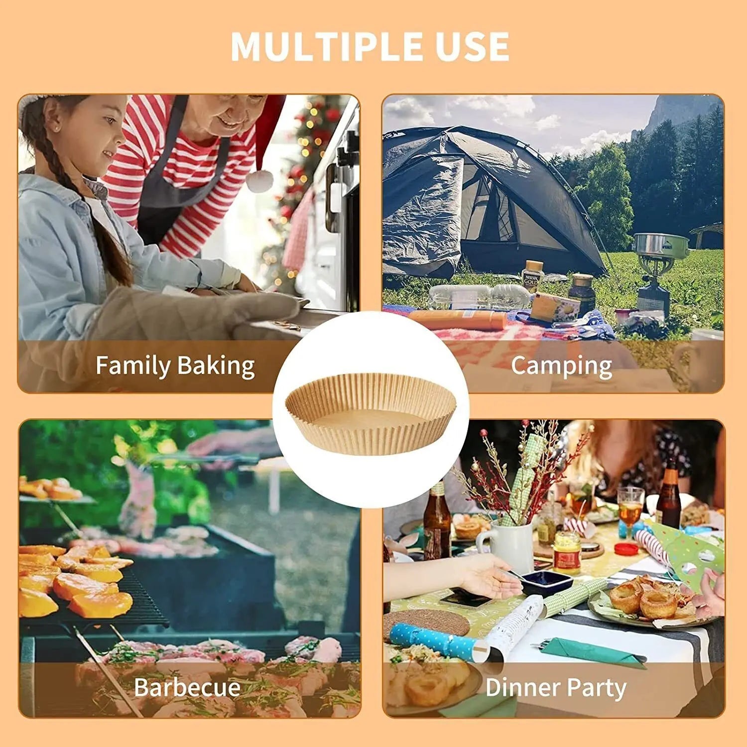 Air Fryer Disposable Paper Liner Non-stick Disposable Liners, 200PCS Air Fryer Disposable Paper Liners, 6.3In Round Air Fryer Parchment Paper - VINE GLOBAL