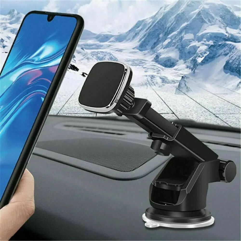 Magnetic Phone Car Mount, Universal Dashboard Windshield Industrial-Strength Suction Cup Car Phone Mount Holder With Adjustable Telescopic Arm, For All Cell Phones - VINE GLOBAL