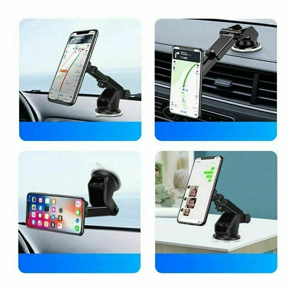 Magnetic Phone Car Mount, Universal Dashboard Windshield Industrial-Strength Suction Cup Car Phone Mount Holder With Adjustable Telescopic Arm, For All Cell Phones - VINE GLOBAL