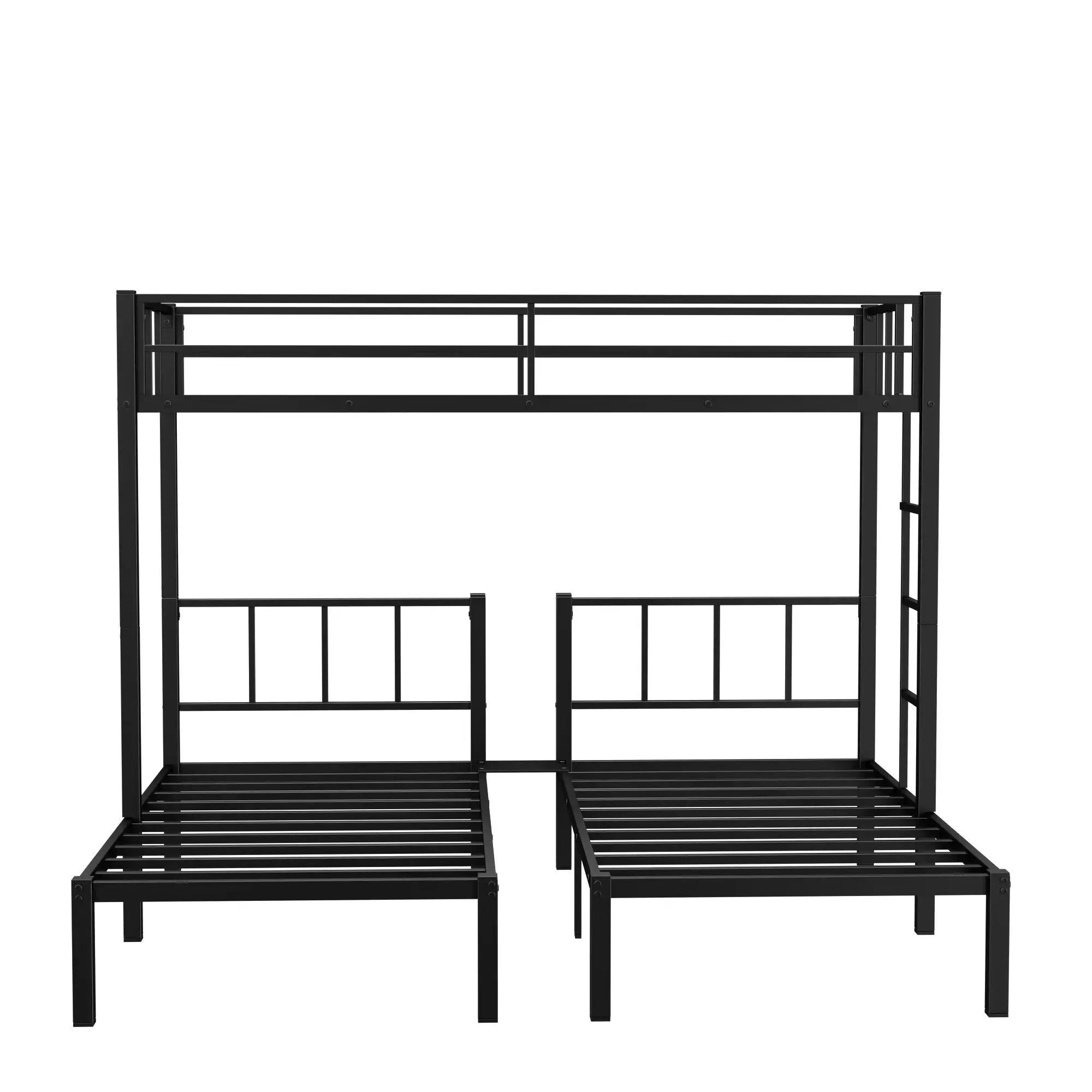 Twin over Twin & Twin Bunk Beds for 3, Twin XL over Twin & Twin Bunk Bed Metal Triple Bunk Bed - VINE GLOBAL