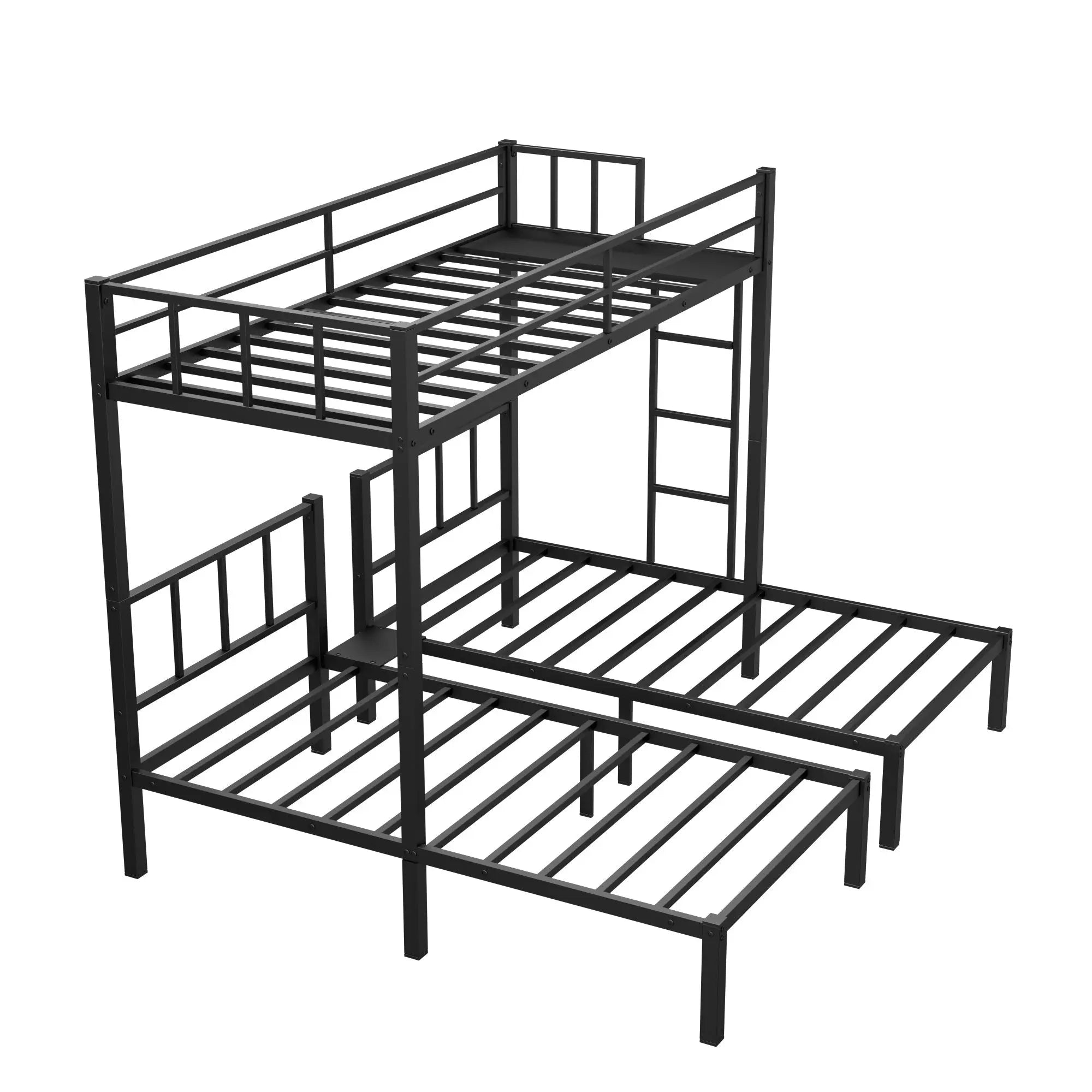 Twin over Twin & Twin Bunk Beds for 3, Twin XL over Twin & Twin Bunk Bed Metal Triple Bunk Bed - VINE GLOBAL