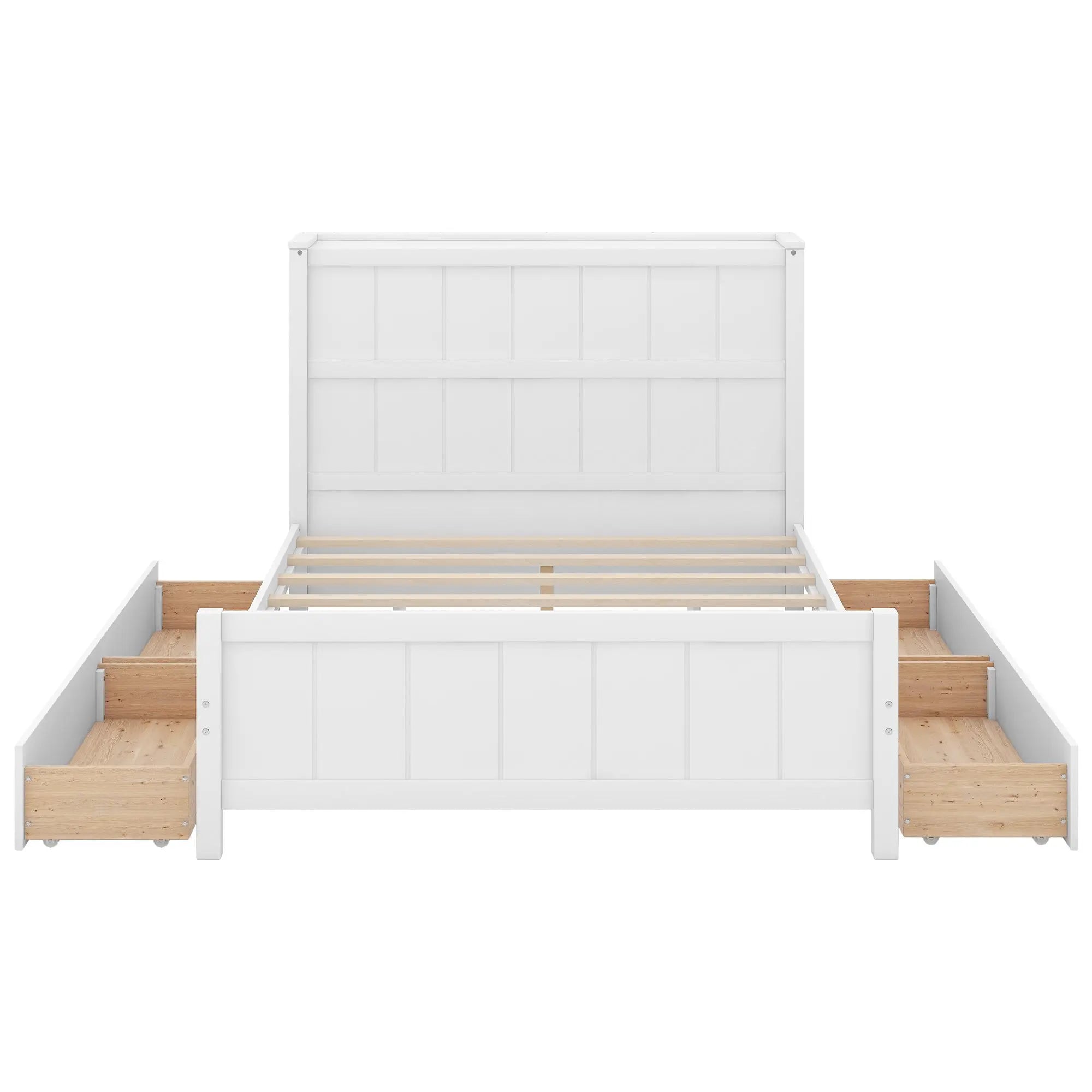 Full Size Platform Bed with Drawers and Storage Shelves - VINE GLOBAL