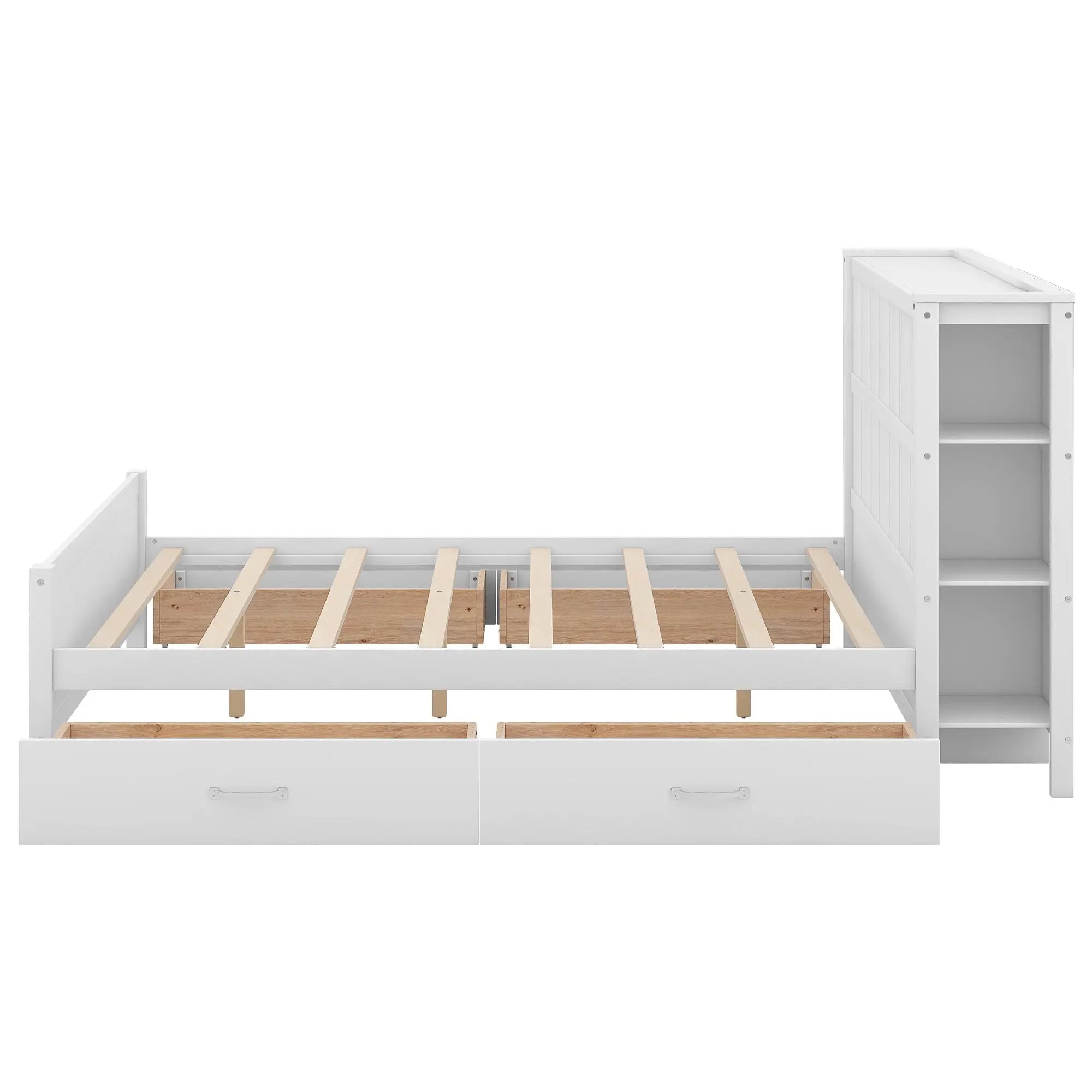 Full Size Platform Bed with Drawers and Storage Shelves - VINE GLOBAL