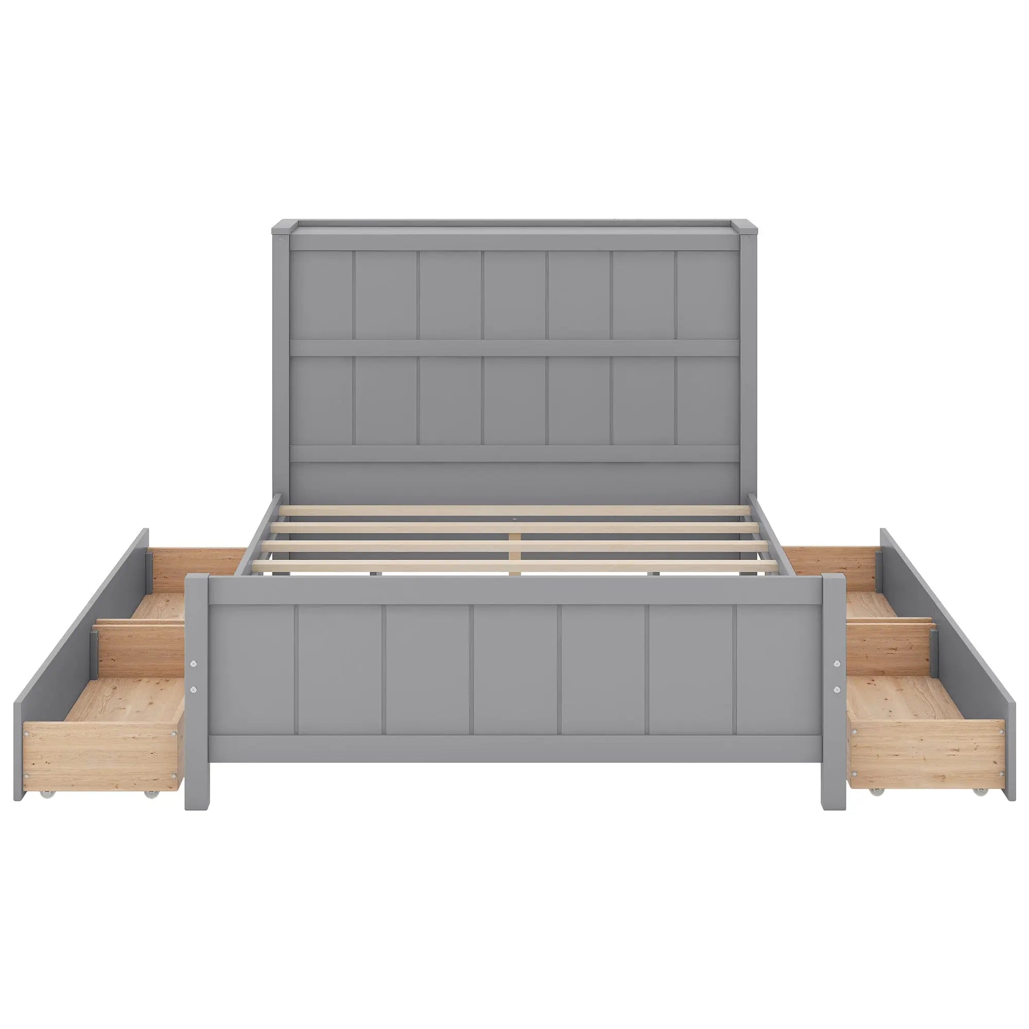 Full Size Platform Bed with Drawers and Storage Shelves - VINE GLOBAL