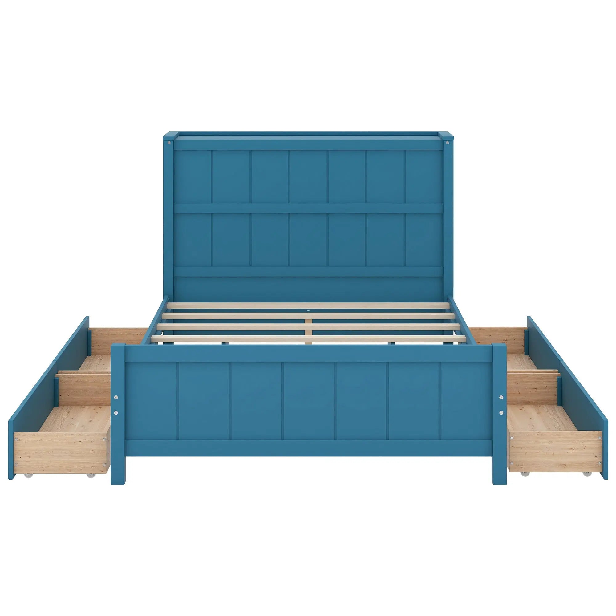 Full Size Platform Bed with Drawers and Storage Shelves - VINE GLOBAL