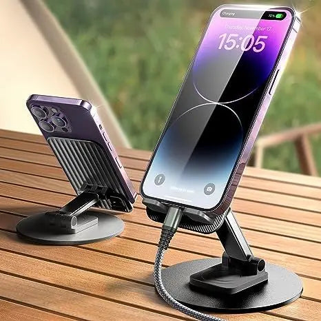 Foldable Cell Phone Stand, C4 Portable Aluminum Phone Holder, Adjustable Phone Dock Cradle Compatible With IPhone 14,13,12,11 Pro Max, Samsung Galaxy, Small Tablets And Other Phones - VINE GLOBAL