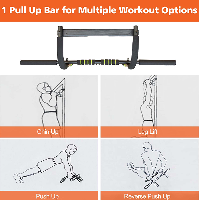 Wall mounted pull rod exercise chat bar Portable immersion bar aerobic training abdominal muscles arms back chest shoulders legs muscles Home / office fitness adults men and women - VINE GLOBAL