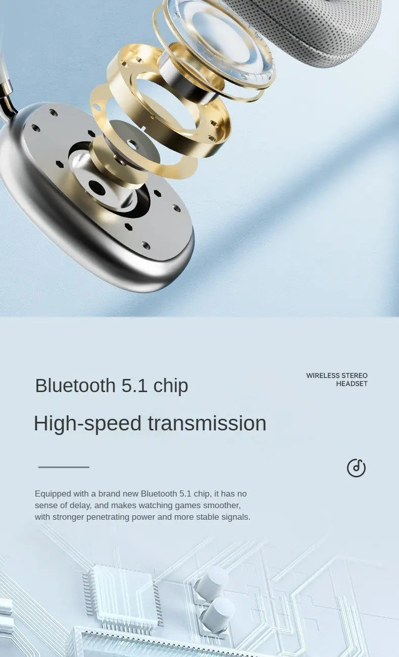 New  P9 Pro  Max Wireless Bluetooth Headphones HiFi Stereo Noise Cancelling Waterproof Mic Pods Over Ear Sports - VINE GLOBAL