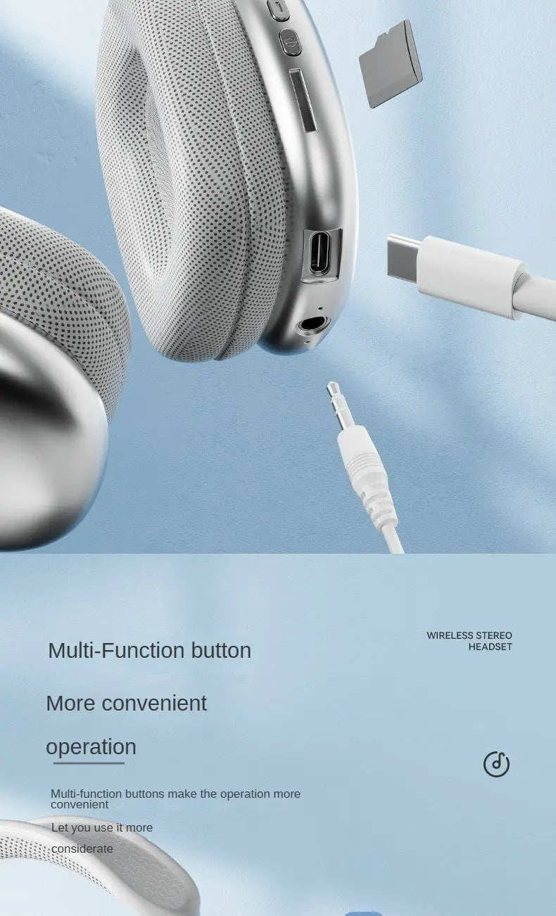 New  P9 Pro  Max Wireless Bluetooth Headphones HiFi Stereo Noise Cancelling Waterproof Mic Pods Over Ear Sports - VINE GLOBAL