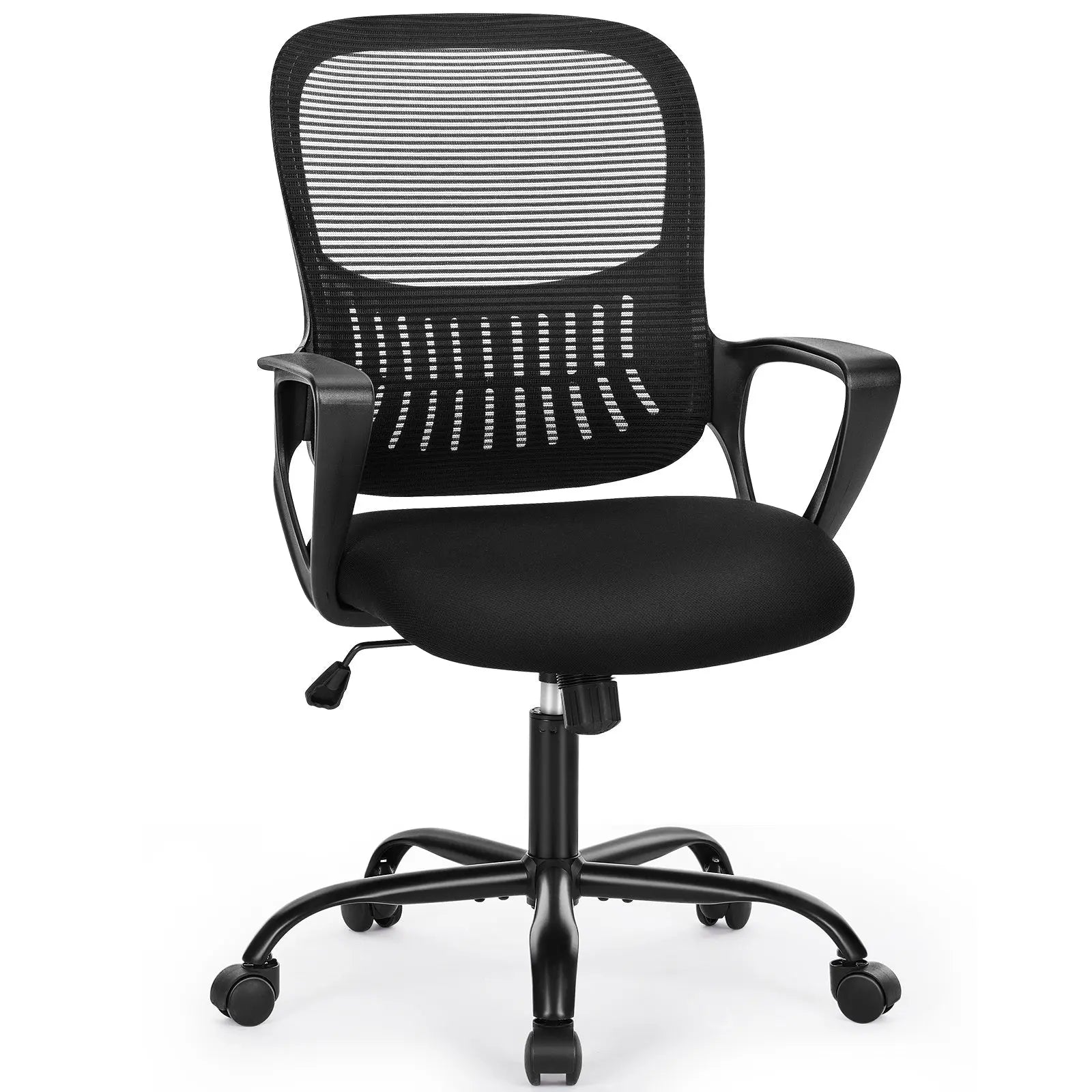 Sweetcrispy Ergonomic Office Chair Home Desk Mesh Chair with Fixed Armrest Executive Computer Chair with Soft Foam Seat Cushion - VINE GLOBAL