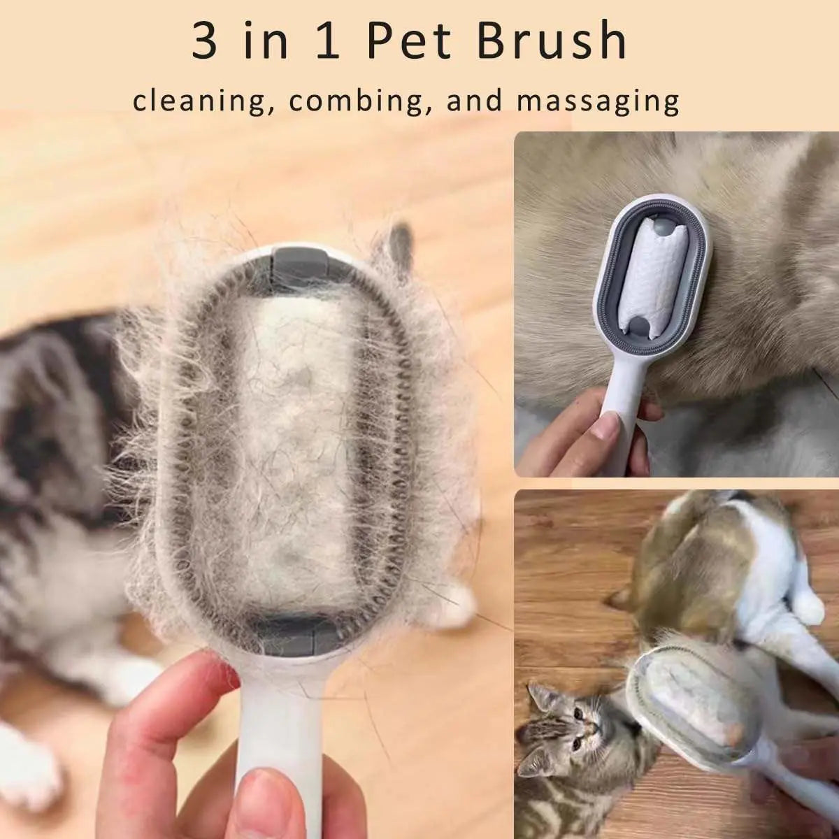 Cat Hair Brush With Water, Sticky Brush For Cats, 4 In-1 Cat Grooming Brush Creative Update Cat Dog Grooming Comb With Water Tank Double-Sided Hair Removal Brush Kitten Pet Supplies Accessories - VINE GLOBAL