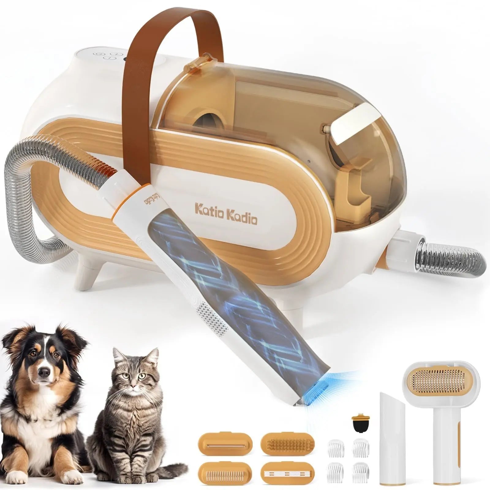 Katio Kadio Pet Grooming Kit & Pet Hair Vacuum, Dog Grooming Tools for Shedding Small, Medium Dog Cat - 60dB Low Noise  Pet Grooming Vacuum - VINE GLOBAL