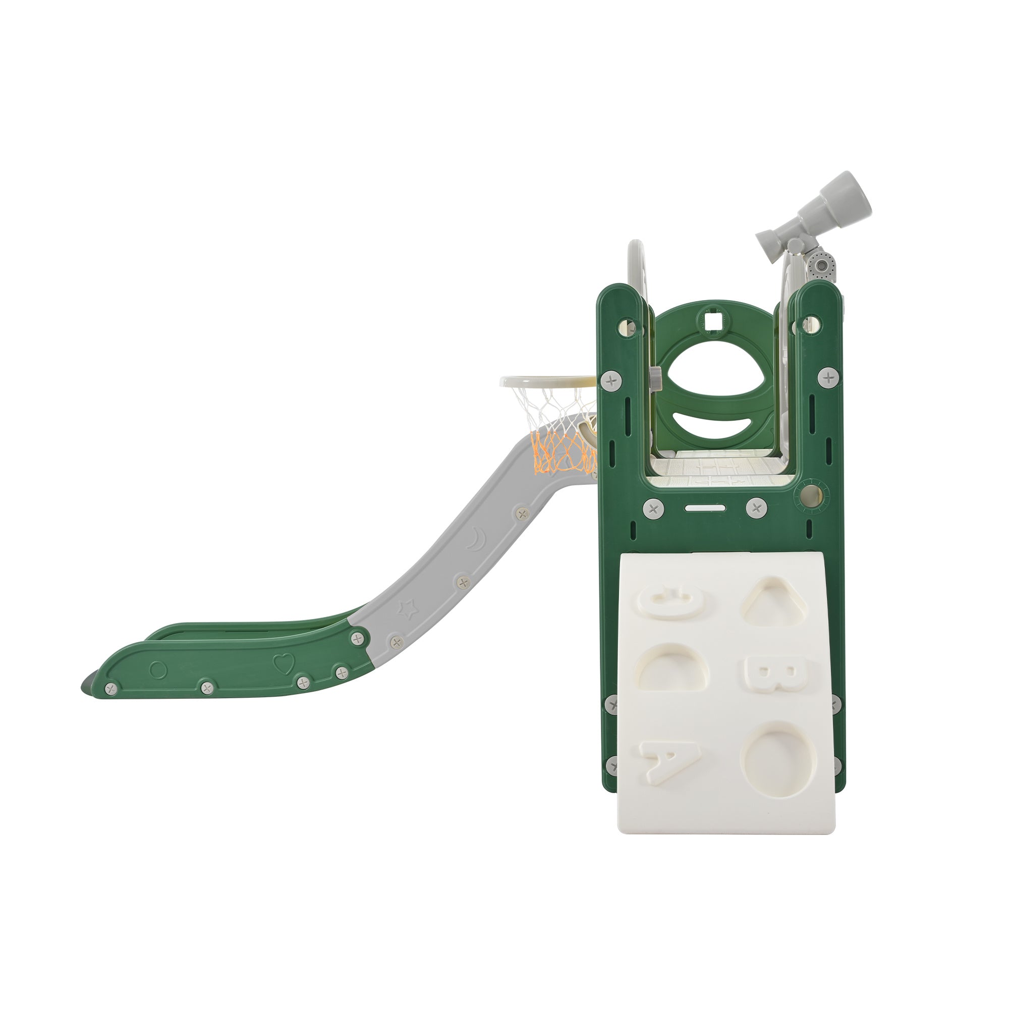 Kids Slide Playset Structure 9 in 1, Freestanding Spaceship Set with Slide, Arch Tunnel, Ring Toss, Drawing Whiteboardl and Basketball Hoop for Toddlers, Kids Climbers Playground - VINE GLOBAL