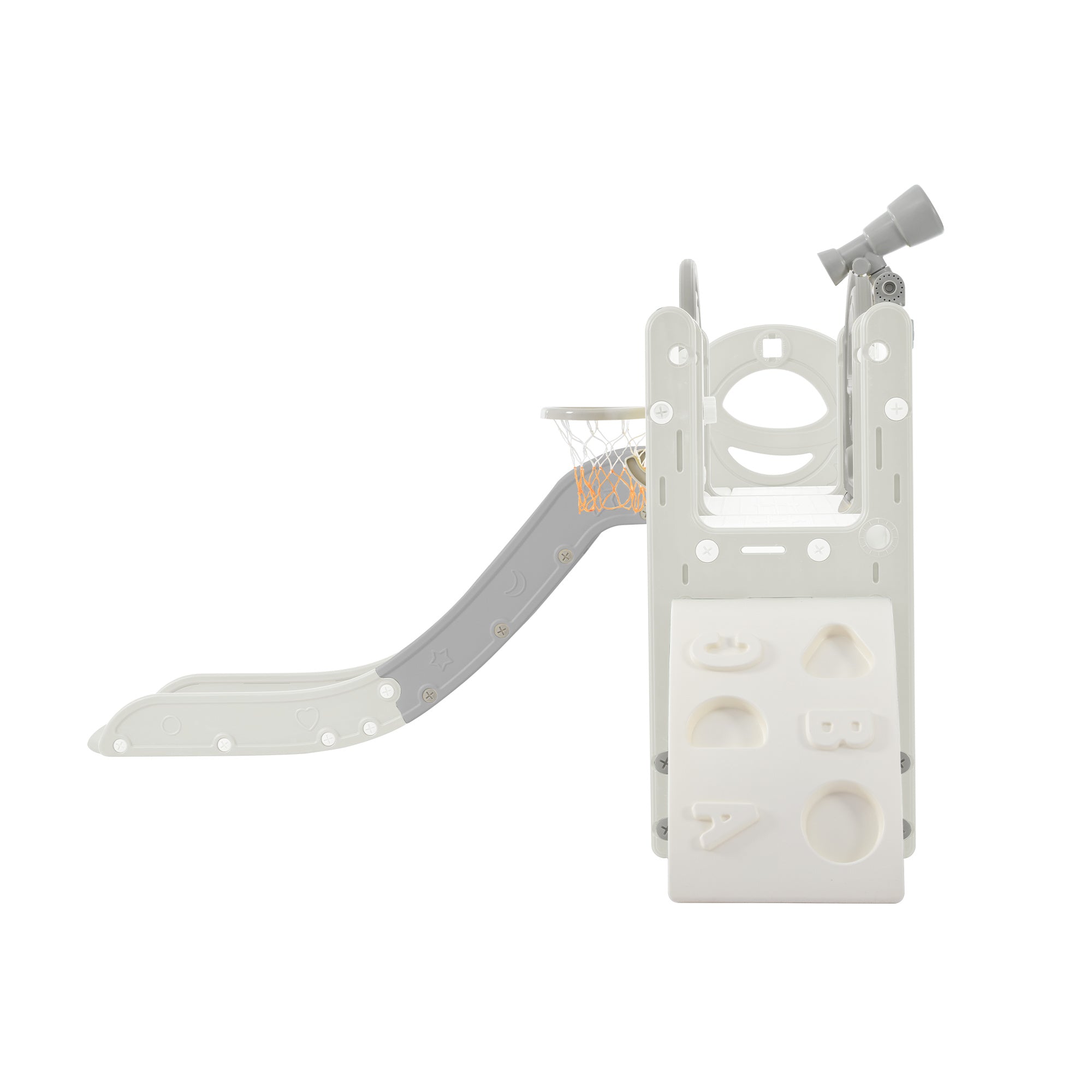 Kids Slide Playset Structure 9 in 1, Freestanding Spaceship Set with Slide, Arch Tunnel, Ring Toss, Drawing Whiteboardl and Basketball Hoop for Toddlers, Kids Climbers Playground - VINE GLOBAL