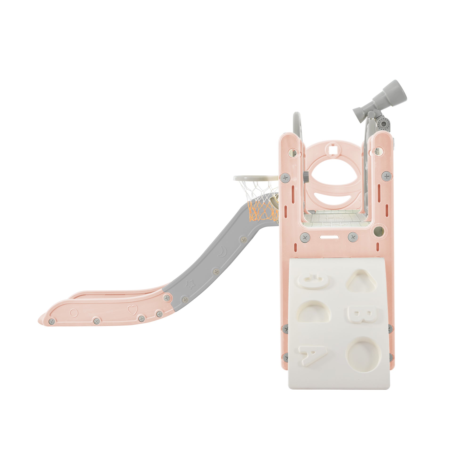 Kids Slide Playset Structure 9 in 1, Freestanding Spaceship Set with Slide, Arch Tunnel, Ring Toss, Drawing Whiteboardl and Basketball Hoop for Toddlers, Kids Climbers Playground - VINE GLOBAL