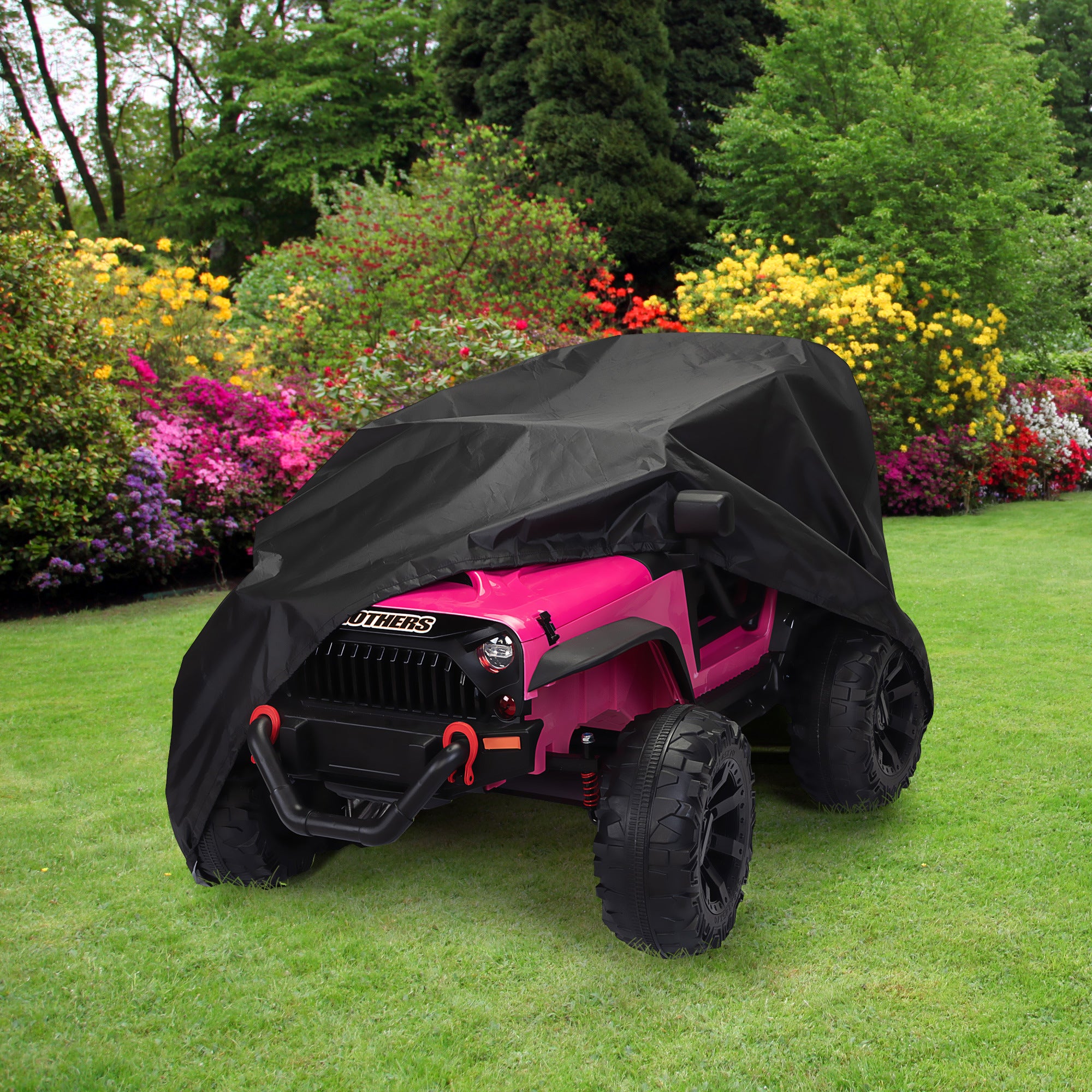 Kids Ride-On Toy Car Cover, Outdoor Wrapper Resistant Protection for Children Vehicles, Wheels Cover- Black - VINE GLOBAL