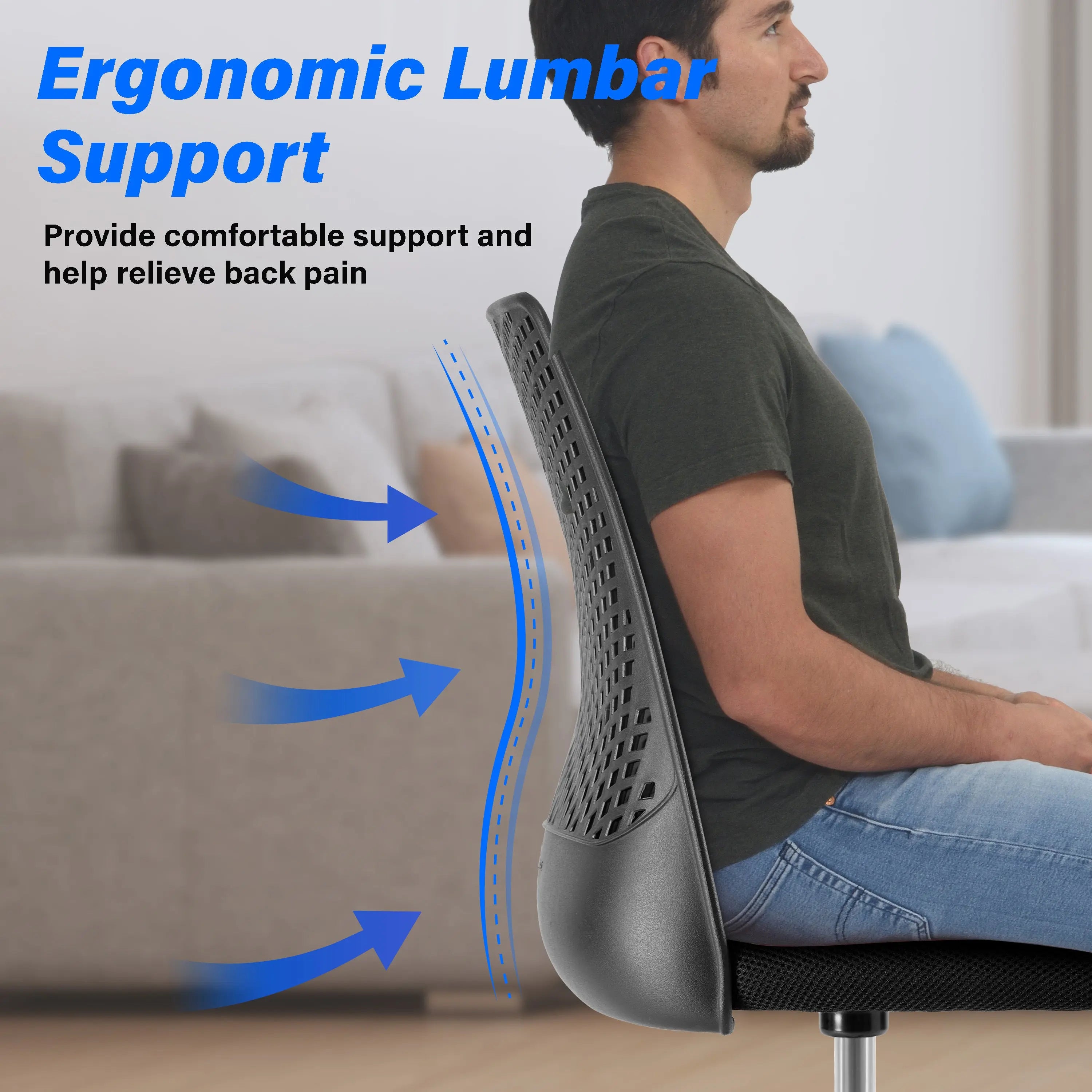 Ergonomic Office and Home Chair with Supportive Cushioning, Black - VINE GLOBAL