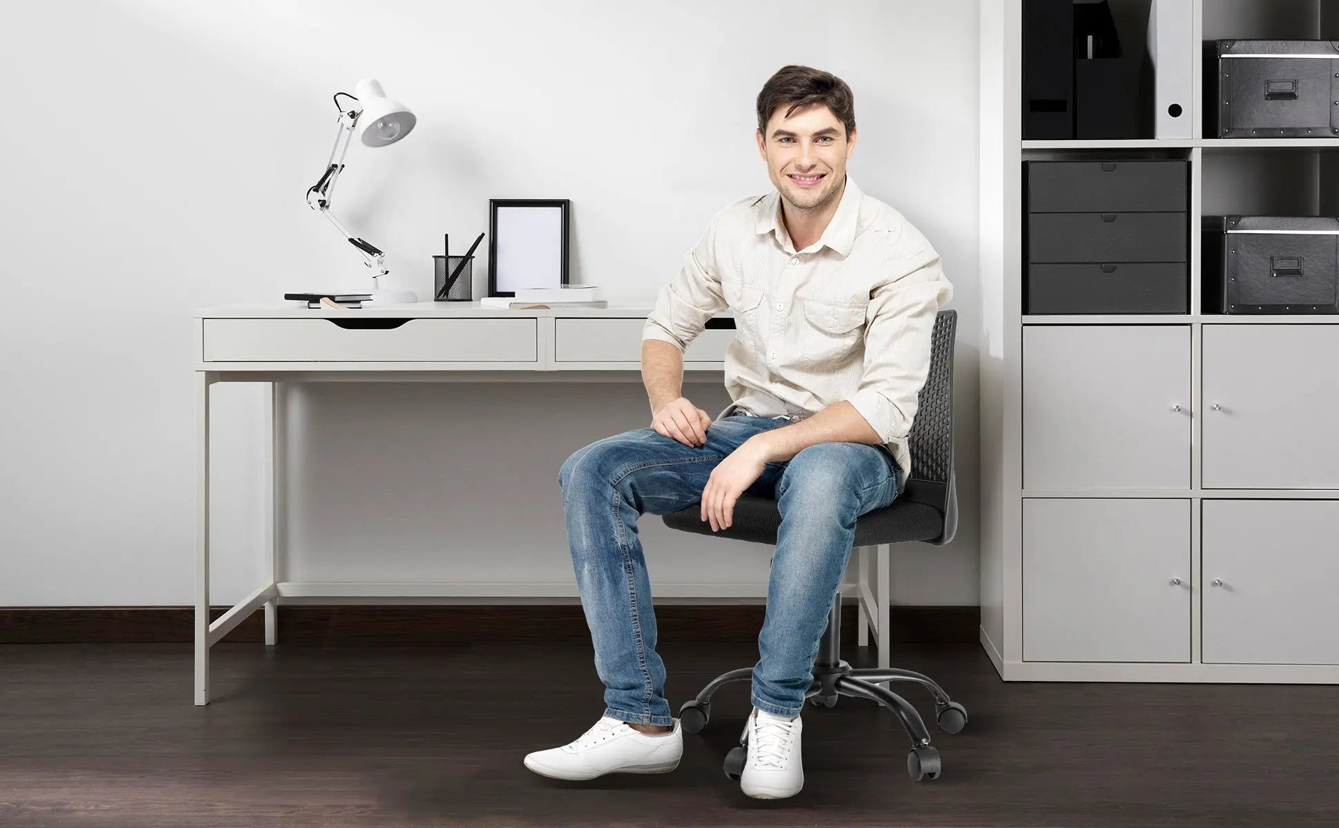 Ergonomic Office and Home Chair with Supportive Cushioning, Black - VINE GLOBAL