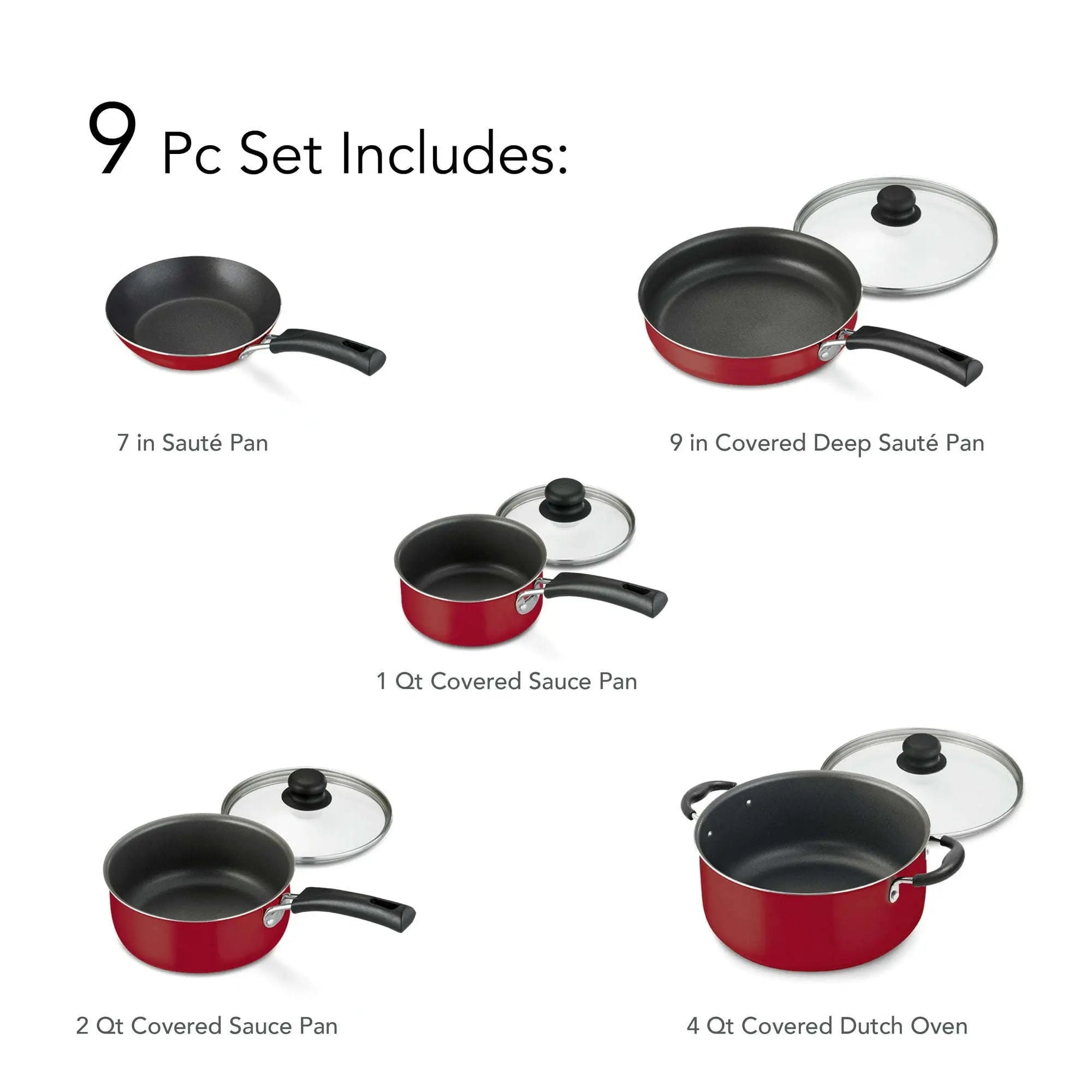 9-Piece Non-Stick Cookware Set - VINE GLOBAL
