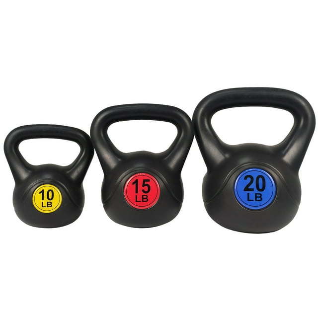 Wide Grip Kettlebell Exercise Fitness Weight Set, 3-Pieces - VINE GLOBAL