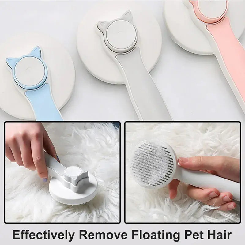 Cat Grooming Brush, Self Cleaning Slicker Brushes For Dogs Cats Pet Grooming Brush Tool Gently Removes Loose Undercoat, Mats Tangled Hair Slicker Brush For Pet Massage- Upgraded - VINE GLOBAL