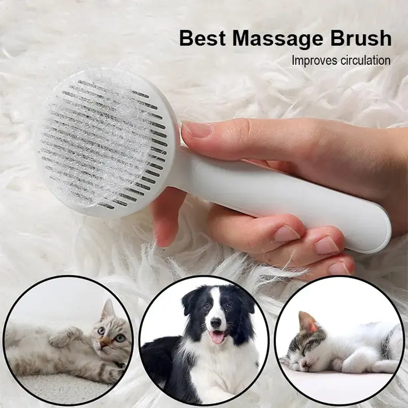 Cat Grooming Brush, Self Cleaning Slicker Brushes For Dogs Cats Pet Grooming Brush Tool Gently Removes Loose Undercoat, Mats Tangled Hair Slicker Brush For Pet Massage- Upgraded - VINE GLOBAL