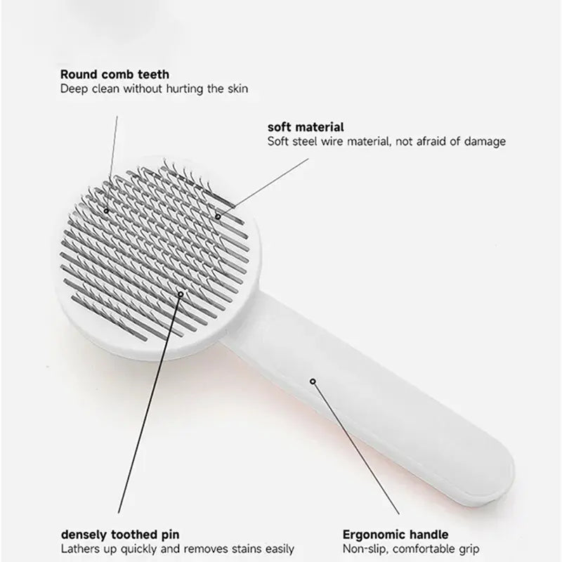 Cat Grooming Brush, Self Cleaning Slicker Brushes For Dogs Cats Pet Grooming Brush Tool Gently Removes Loose Undercoat, Mats Tangled Hair Slicker Brush For Pet Massage- Upgraded - VINE GLOBAL