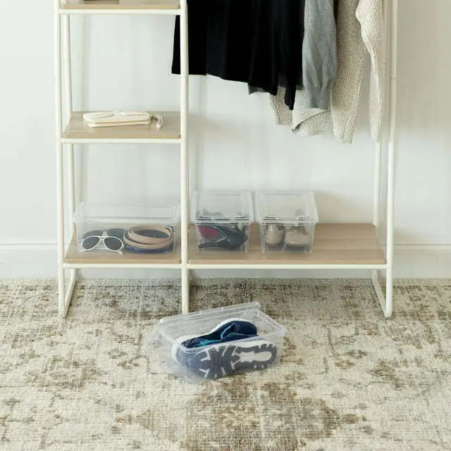 5 Qt. (1.25 gal.) Small Stackable Plastic Closet Storage Box, Clear, Set of 20 - VINE GLOBAL