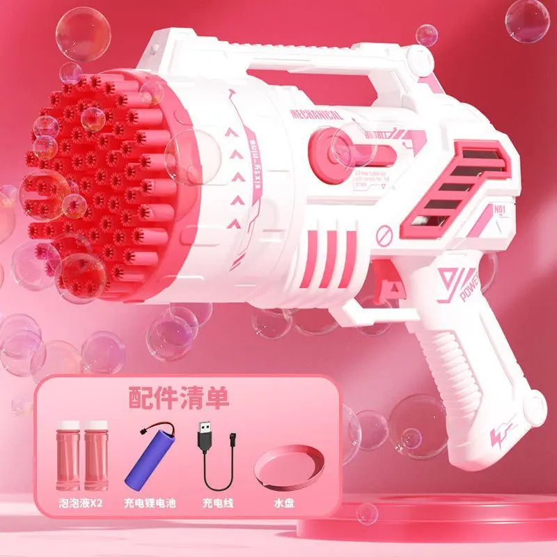 Bubble Machine Gun With Colorful Lights,Bubble Solution,69 Holes Rocket Bubble Gun,Summer Outdoor Toy For Kids, Idea For Christmas Birthday Parties Wedding - VINE GLOBAL
