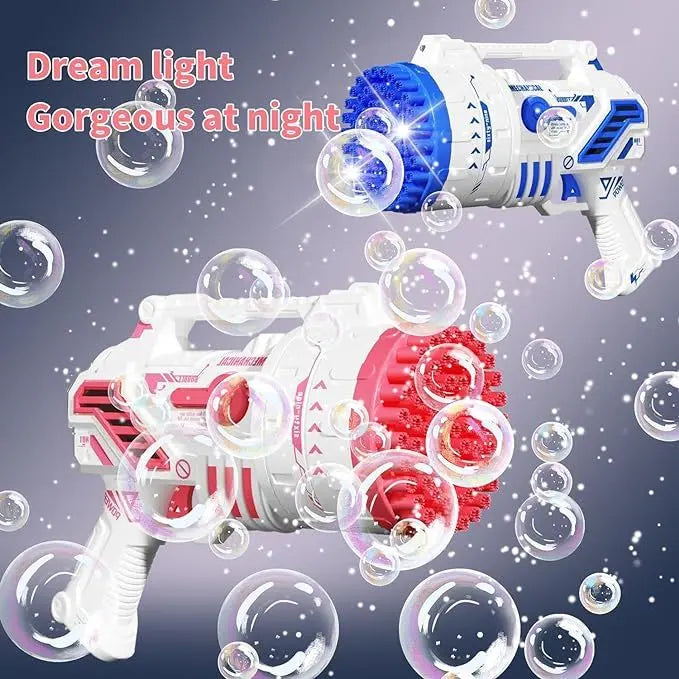 Bubble Machine Gun With Colorful Lights,Bubble Solution,69 Holes Rocket Bubble Gun,Summer Outdoor Toy For Kids, Idea For Christmas Birthday Parties Wedding - VINE GLOBAL
