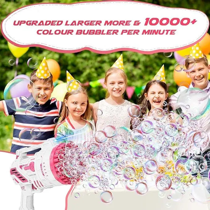 Bubble Machine Gun With Colorful Lights,Bubble Solution,69 Holes Rocket Bubble Gun,Summer Outdoor Toy For Kids, Idea For Christmas Birthday Parties Wedding - VINE GLOBAL