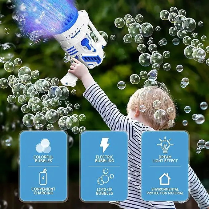 Bubble Machine Gun With Colorful Lights,Bubble Solution,69 Holes Rocket Bubble Gun,Summer Outdoor Toy For Kids, Idea For Christmas Birthday Parties Wedding - VINE GLOBAL