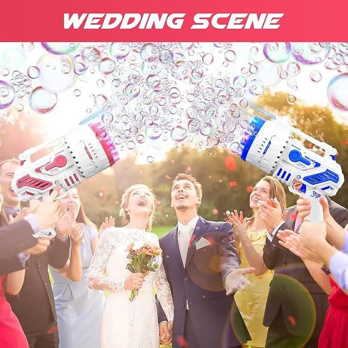 Bubble Machine Gun With Colorful Lights,Bubble Solution,69 Holes Rocket Bubble Gun,Summer Outdoor Toy For Kids, Idea For Christmas Birthday Parties Wedding - VINE GLOBAL