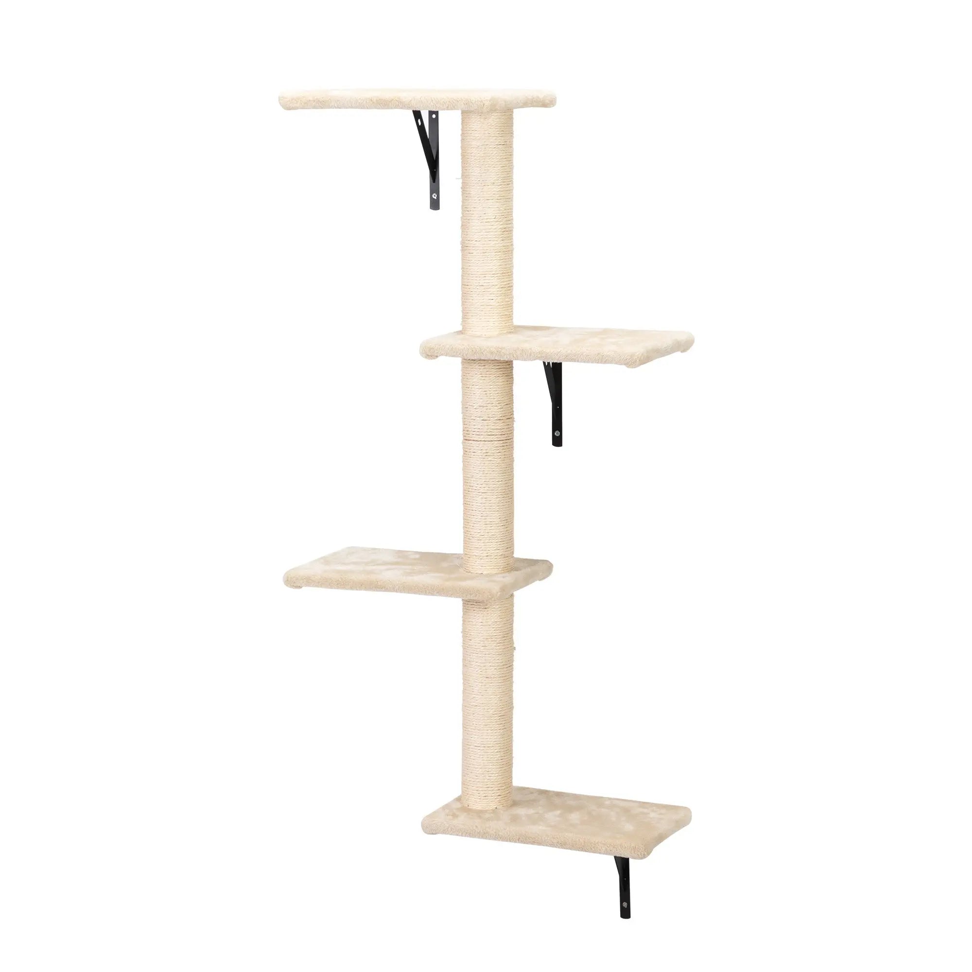 5 Pcs Wall Mounted Cat Climber Set;  Floating Cat Shelves and Perches;  Cat Activity Tree with Scratching Posts;  Modern Cat Furniture - VINE GLOBAL