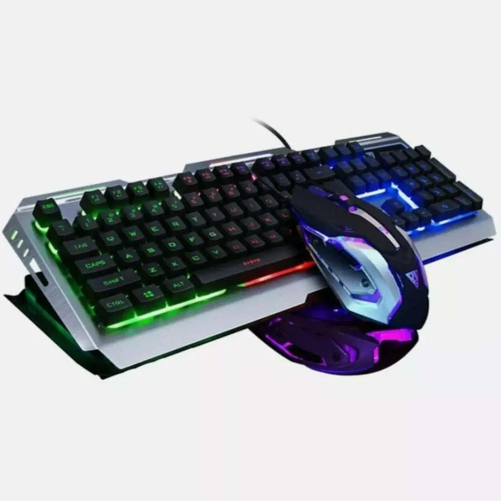 Dragon Metallic Silver Mechanical Gaming Keyboard and Mouse Set - VINE GLOBAL