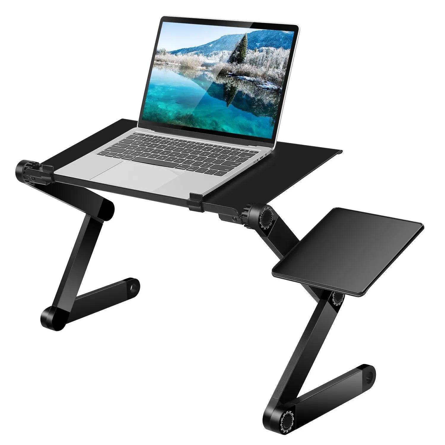 Foldable Laptop Table Bed Notebook Desk with Mouse Board Aluminum Alloy Breakfast Snacking Tray for Home Office Travel Use - VINE GLOBAL