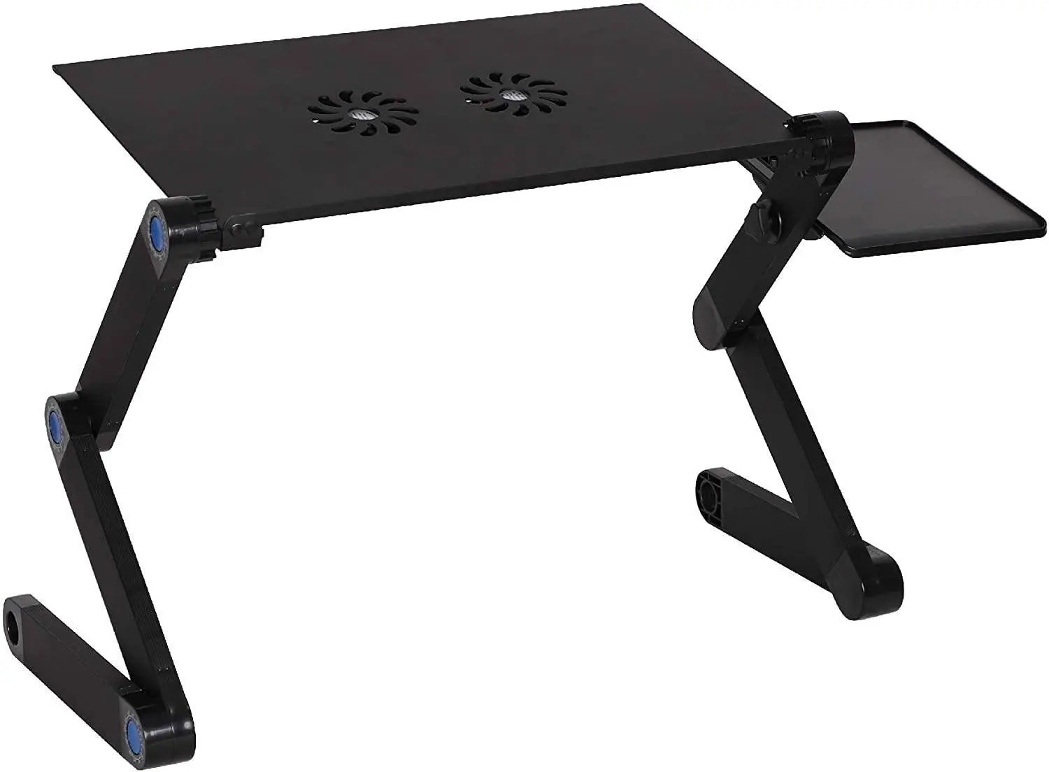 Foldable Aluminum Laptop Desk Adjustable Portable Table Stand with 2 CPU Cooling Fans and Mouse Pad - VINE GLOBAL