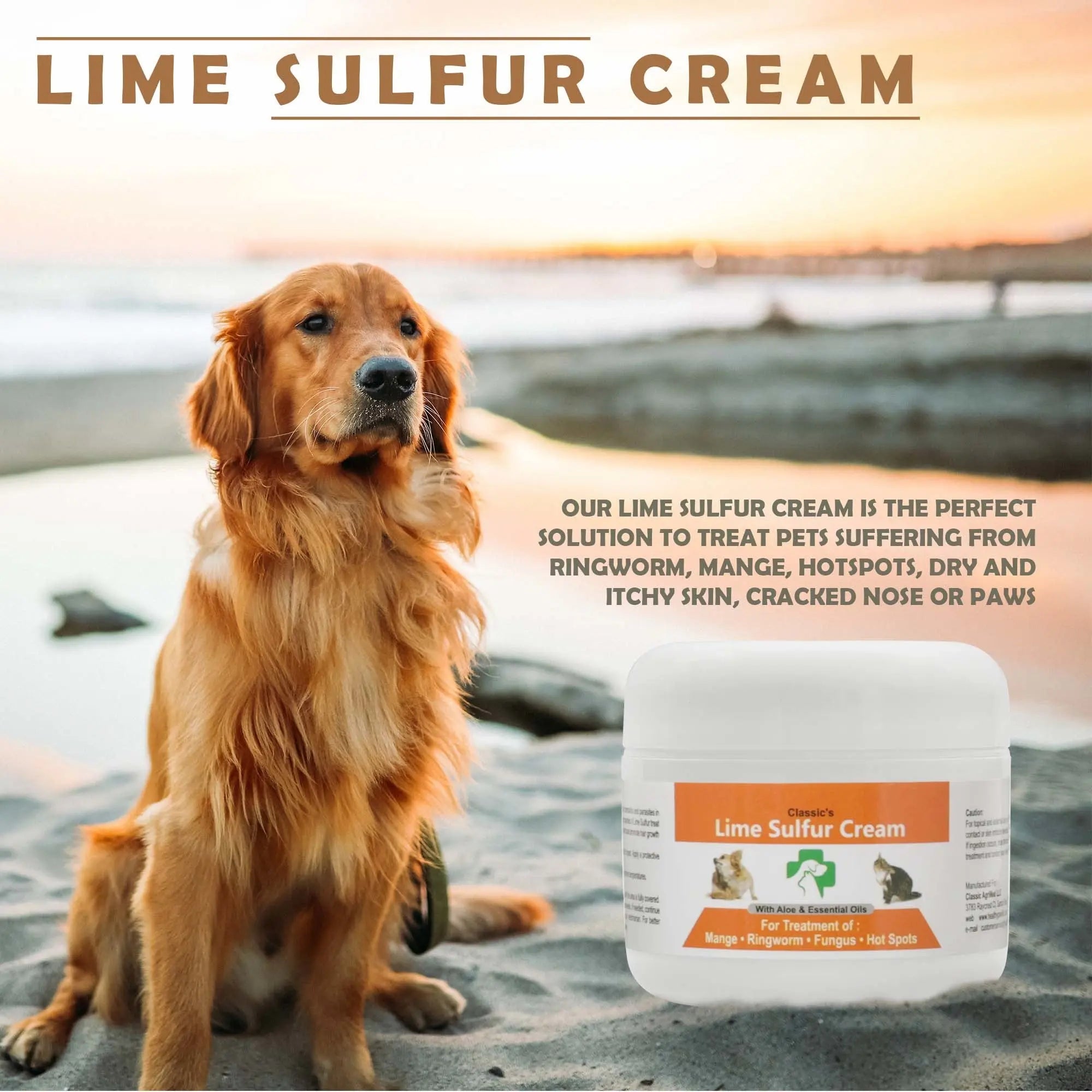 Lime Sulfur Pet Skin Cream - Pet Care and Veterinary Treatment for Itchy and Dry Skin - Safe Solution for Dog;  Cat;  Puppy;  Kitten;  Horse… - VINE GLOBAL