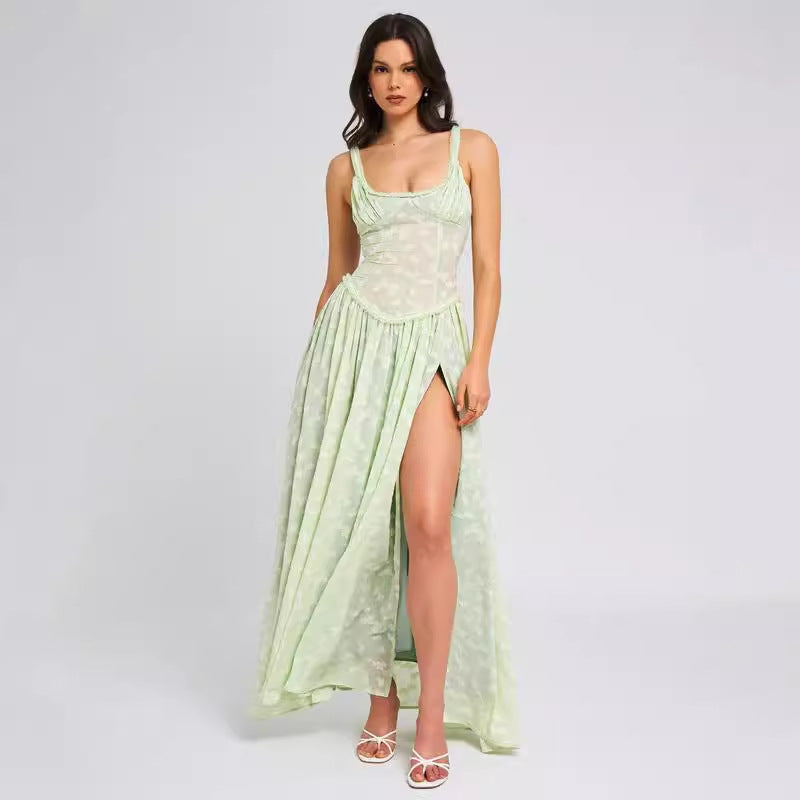 Women's V-neck Strap Lace Dress - VINE GLOBAL
