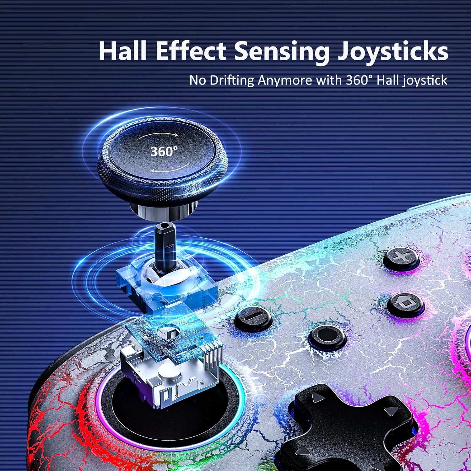 Hall Effect Controller (No Drift, No Deadzone) with Hall Sensing Joystick for Switch/Switch Lite/Oled, Wireless Bluetooth Controller with Motion Control, RGB Light, Turbo (Atmosphere)