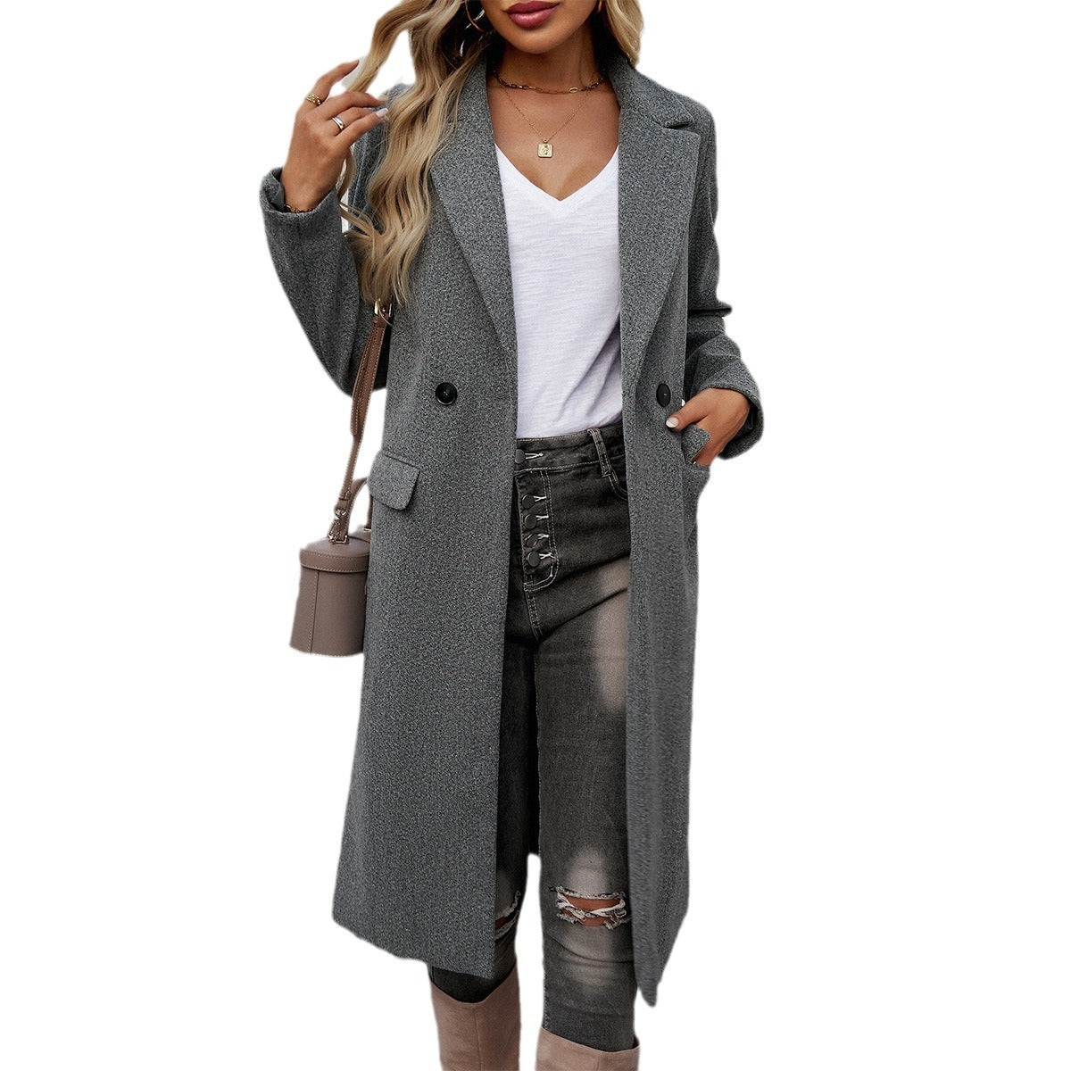 Lady Temperament Commuting Turn-down Collar Coat - VINE GLOBAL