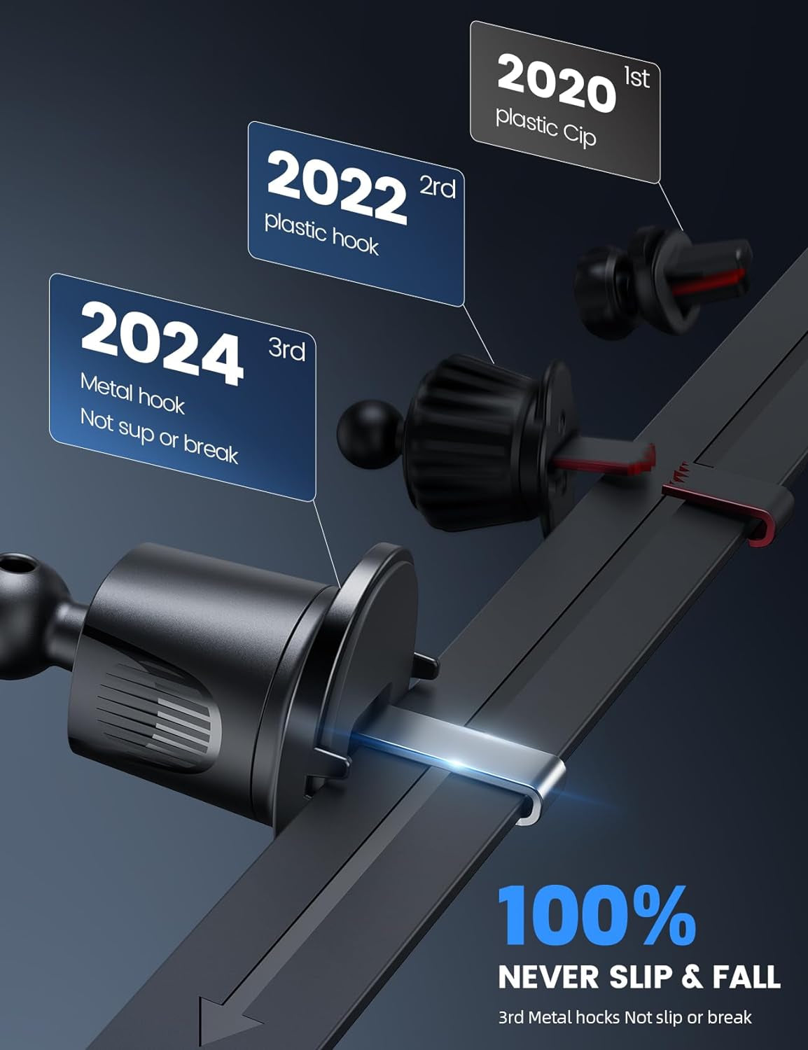 2024 Wider Clamp & Metal Hook Car Phone Holder Vent [Thick Cases Friendly] Phone Holders for Your Car Mount Automobile Hands Free Cradle Air Vent for Iphone 15 14 13 Pro Max Smartphone