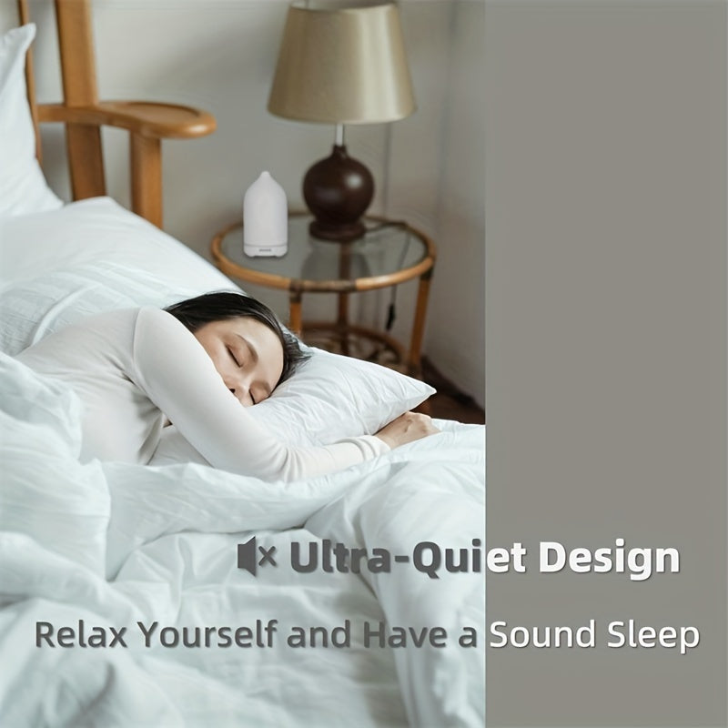 Ceramic Aromatherapy Diffuser with 7-Color Lights, Auto Off, Classic Design—Available in White, Black, and Woodgrain. - VINE GLOBAL