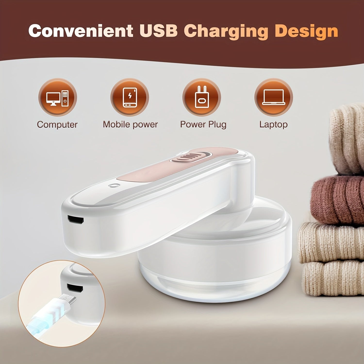 USB Rechargeable Fabric Shaver & Lint Remover – Portable Power Tool for Clothes, Bedding, Furniture, & Carpets - VINE GLOBAL