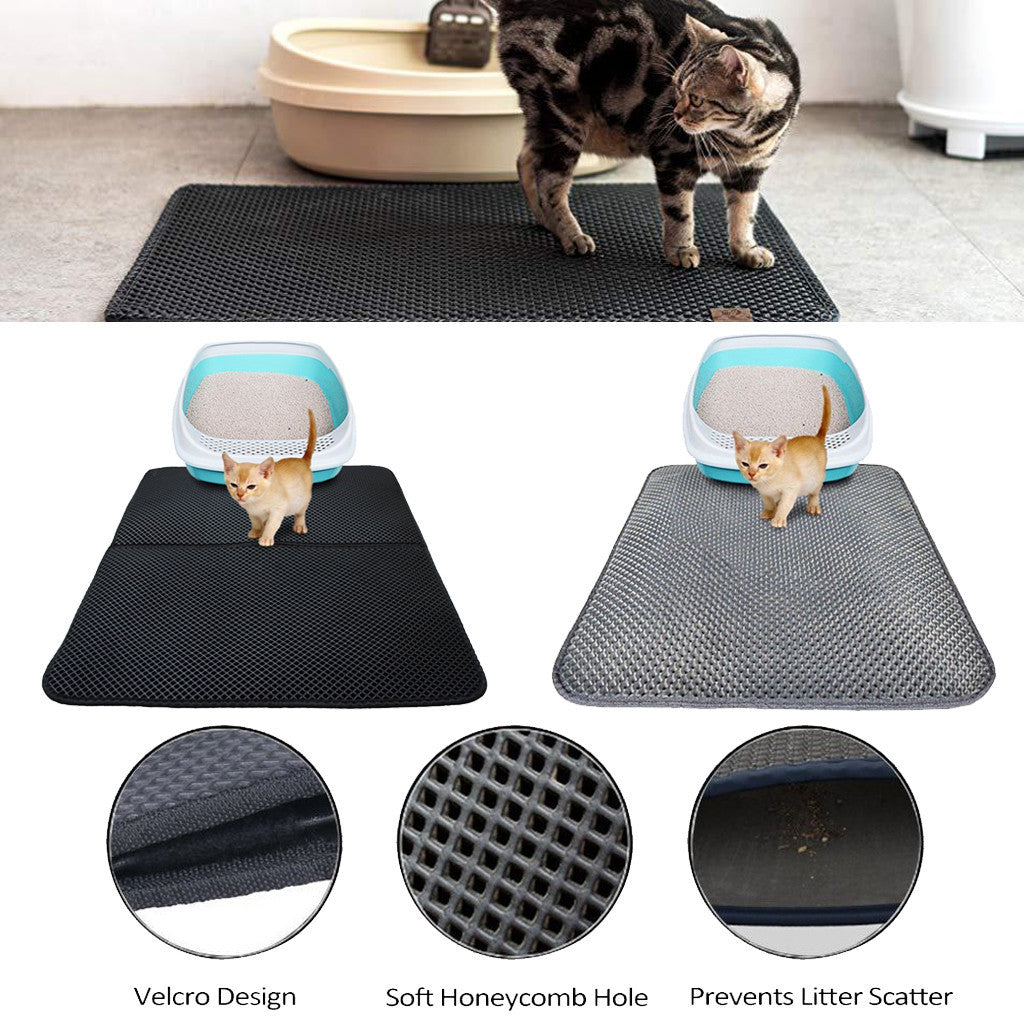 Double Layer Litter Cat Bed Pads Pet Cat Litter Mat Trapping Pets Litter Box Mat Pet Product Bed For Cats House Clean Mat - VINE GLOBAL