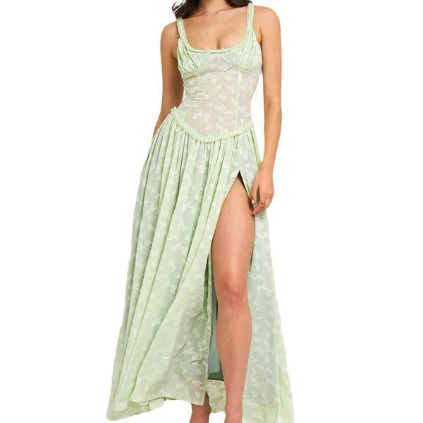 Women's V-neck Strap Lace Dress - VINE GLOBAL