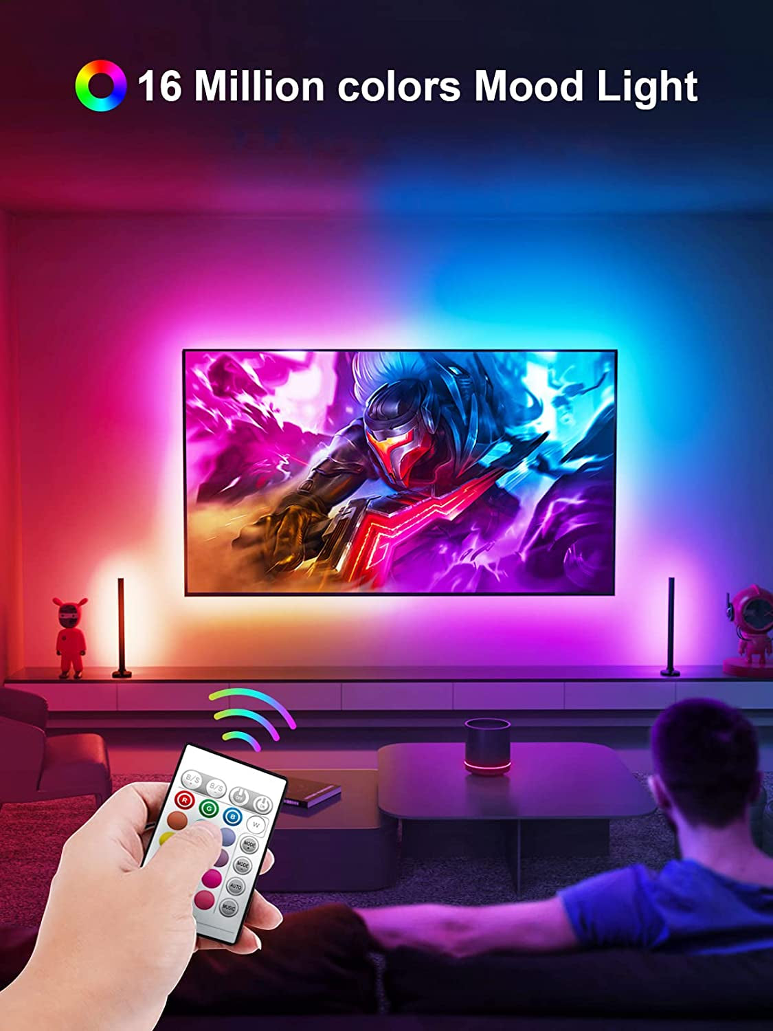 LED Lights for TV, 16.4Ft TV LED Lights for 45-75 Inch, RGB TV Lights Backlight Behind, Music Sync Bluetooth APP and Remote Control TV LED Strip Lights USB Powered for Bedroom/Gaming