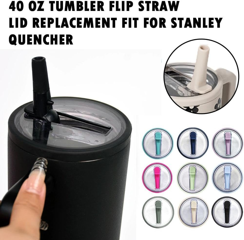 40 Oz Tumbler Lid Replacement Fit for Stanley Cup,Spill Proof Splash Resistant Tumbler Lids,Tumbler Flip Straw Lid,Replaceble Tumbler Flip Straw Lid,Reusable Tumbler Cover for Stanley Cup