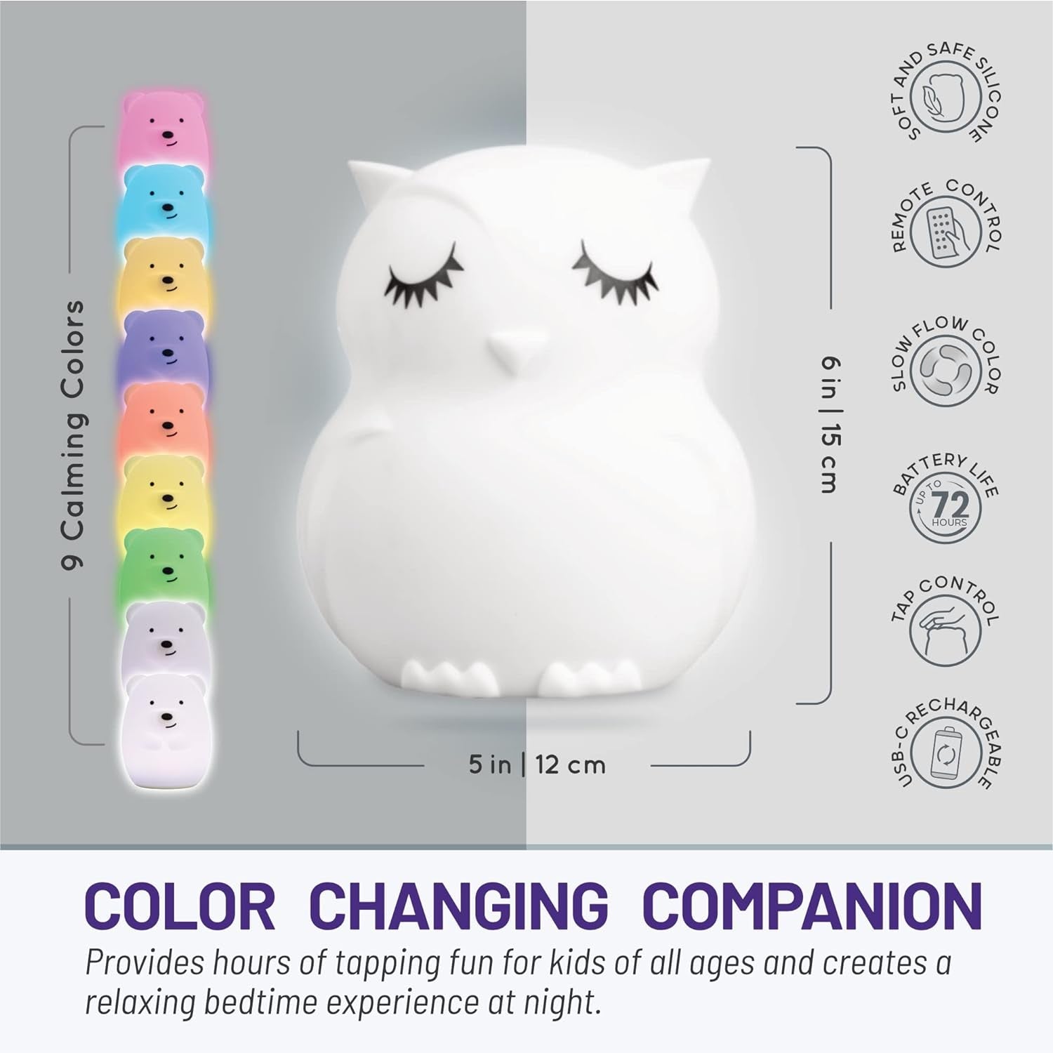 , Night Light Kids, Kids Lamp, Kids Night Light, Baby Night Light, Toddler Night Light, Cute Night Light, Owl Night Light for Girls, Nightlight for Kids Room, Rechargeable BatteryVINE GLOBAL